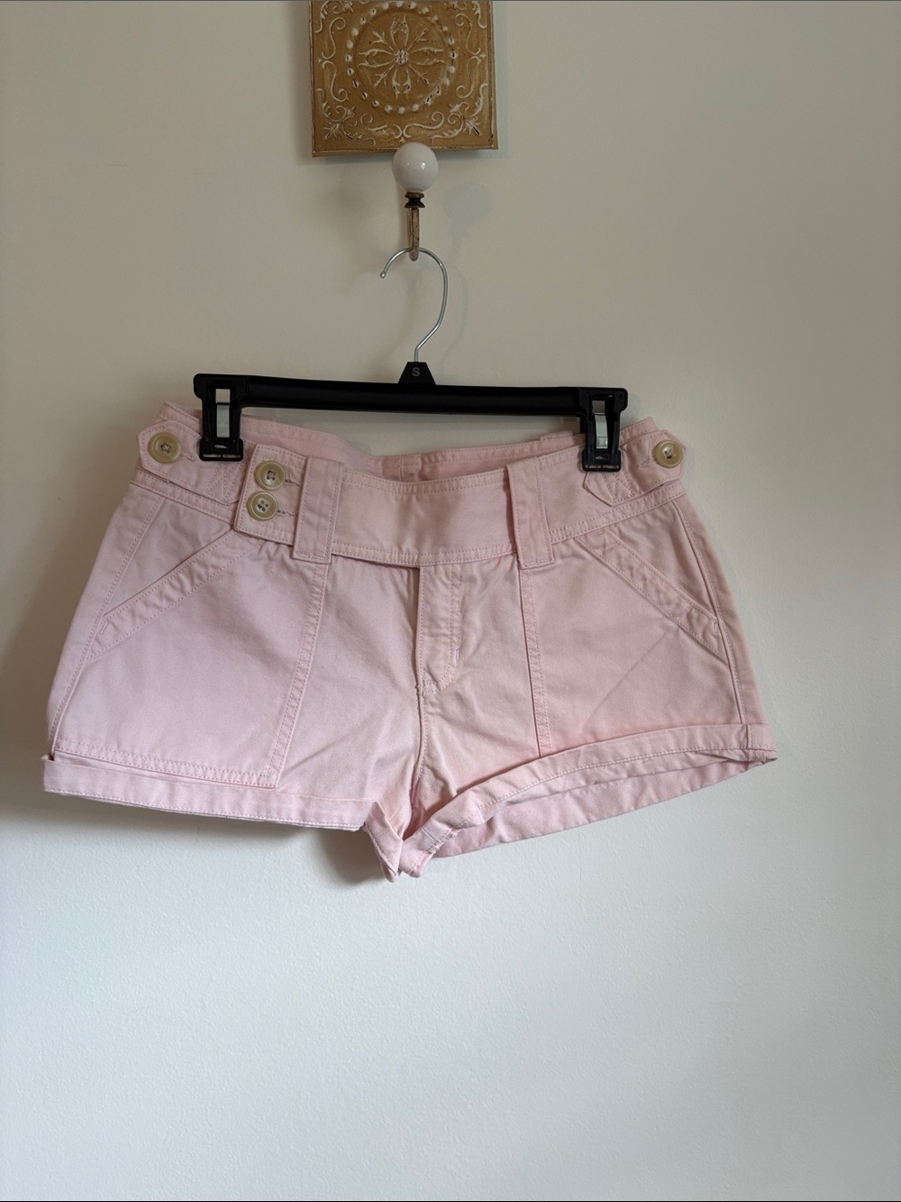 Banana Republic Light Pink Cotton Denim Shorts with Button Details